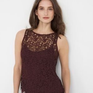 WHITE HOUSE BLACK LACE BURGUNDY TOP NEW WITH TAGS SIZE SMALL 2 PIECE